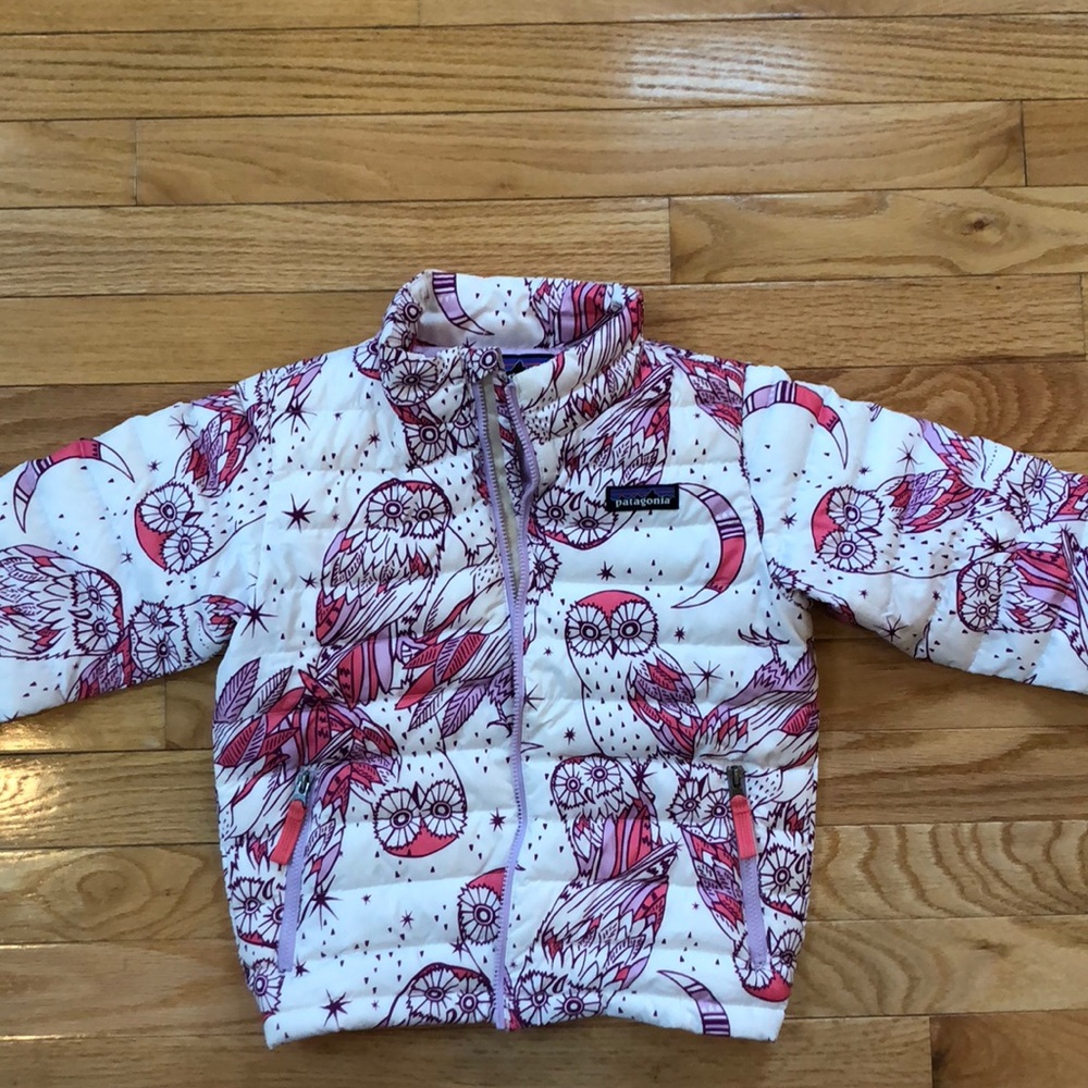 Patagonia down Jacket. Unique owl design!